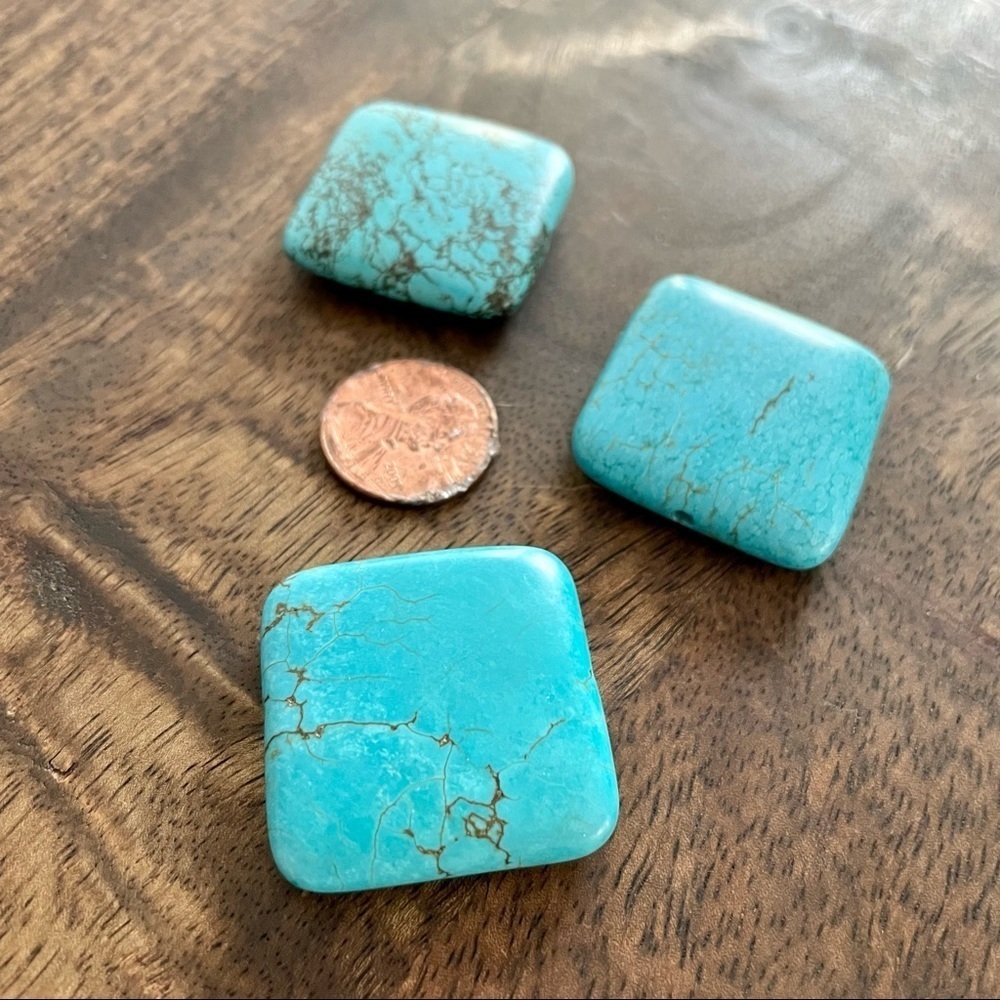 MAKE OFFER | Three 3x3 cm Turquoise Beads
